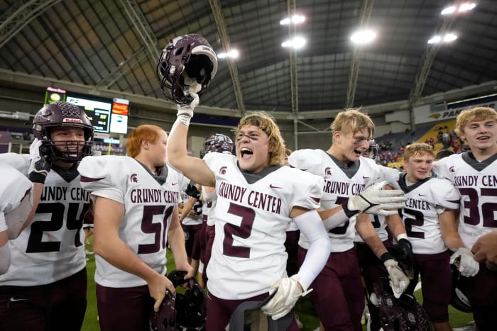 Grundy Center was awarded the National Football Foundation Hatchell Cup, given to a prep football team that is successful on the field and in the classroom.